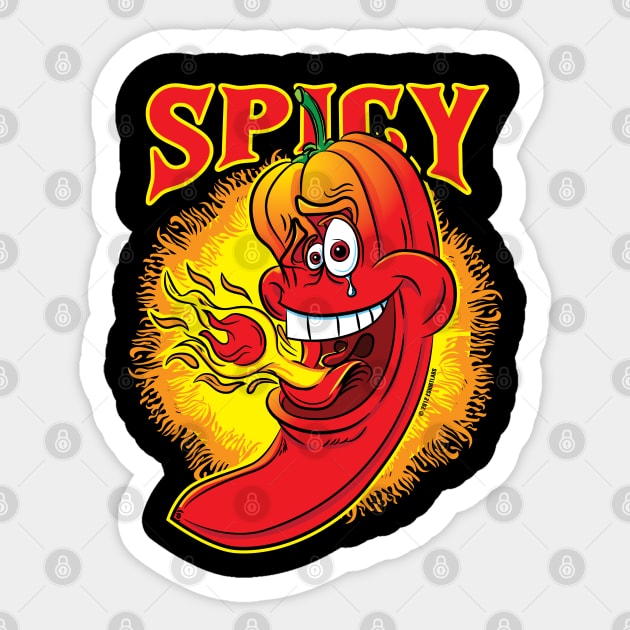 Spicy Flaming Hot Red Chili Pepper Sticker by eShirtLabs